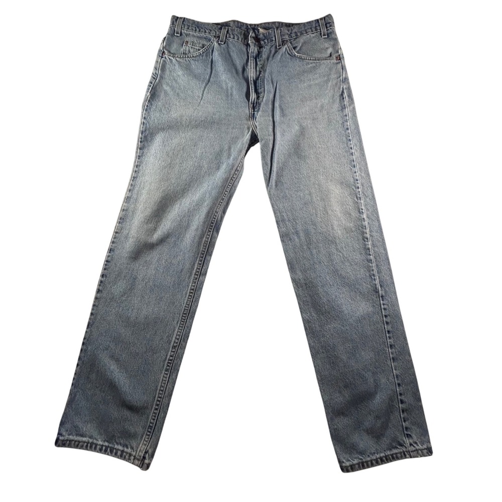 Levi's 505 Reg Fit Straight Leg Jeans 90s Mens W38 L32 Light Denim Orange Tab